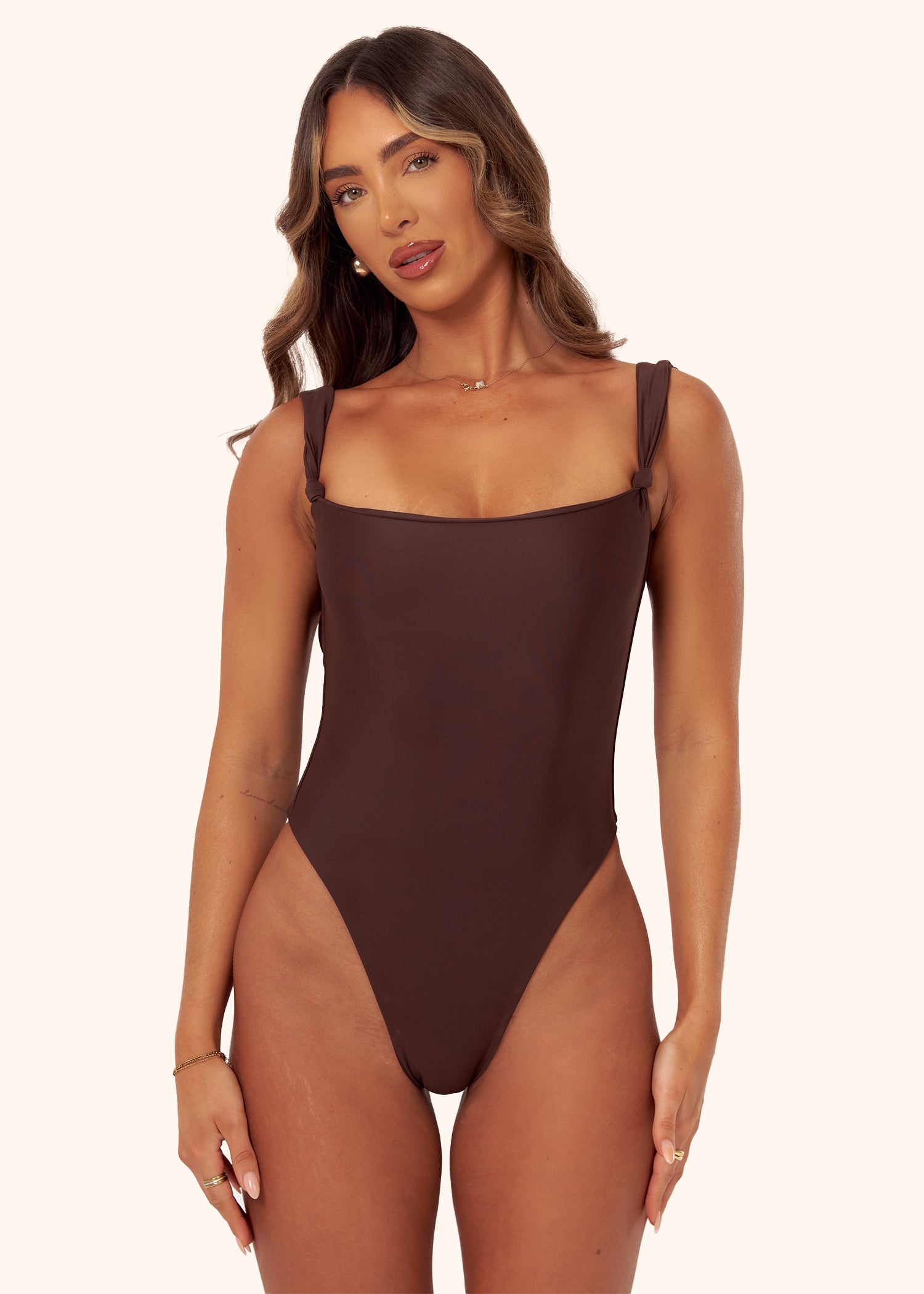 Knot Swimsuit in Brown