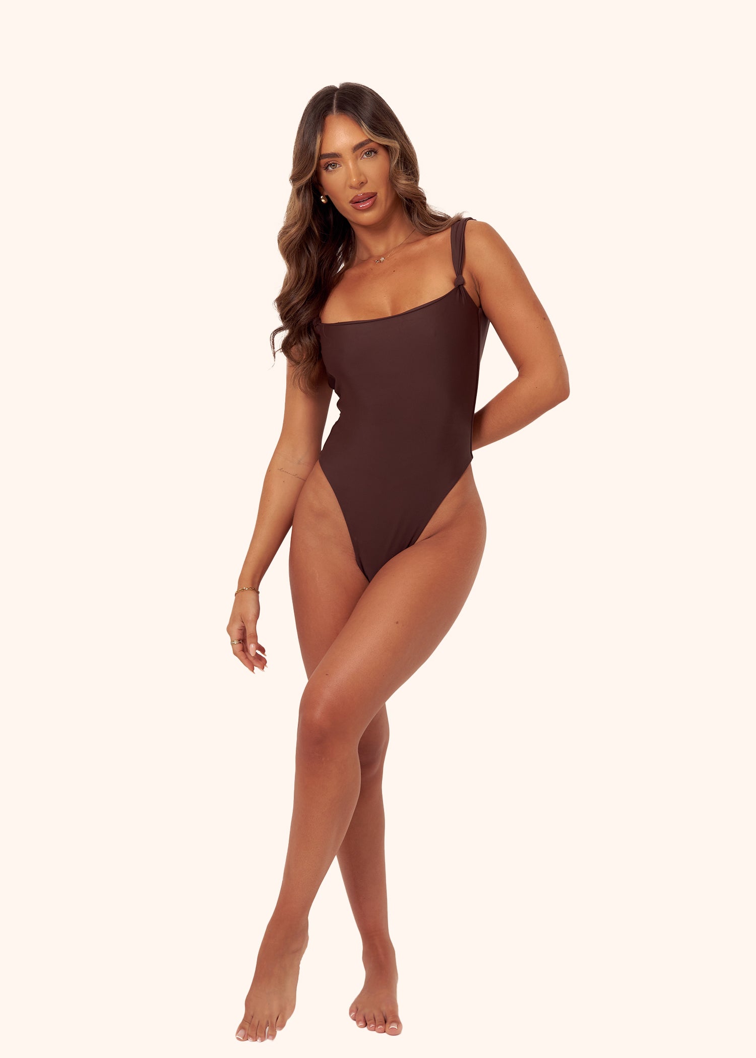 Knot Swimsuit in Brown
