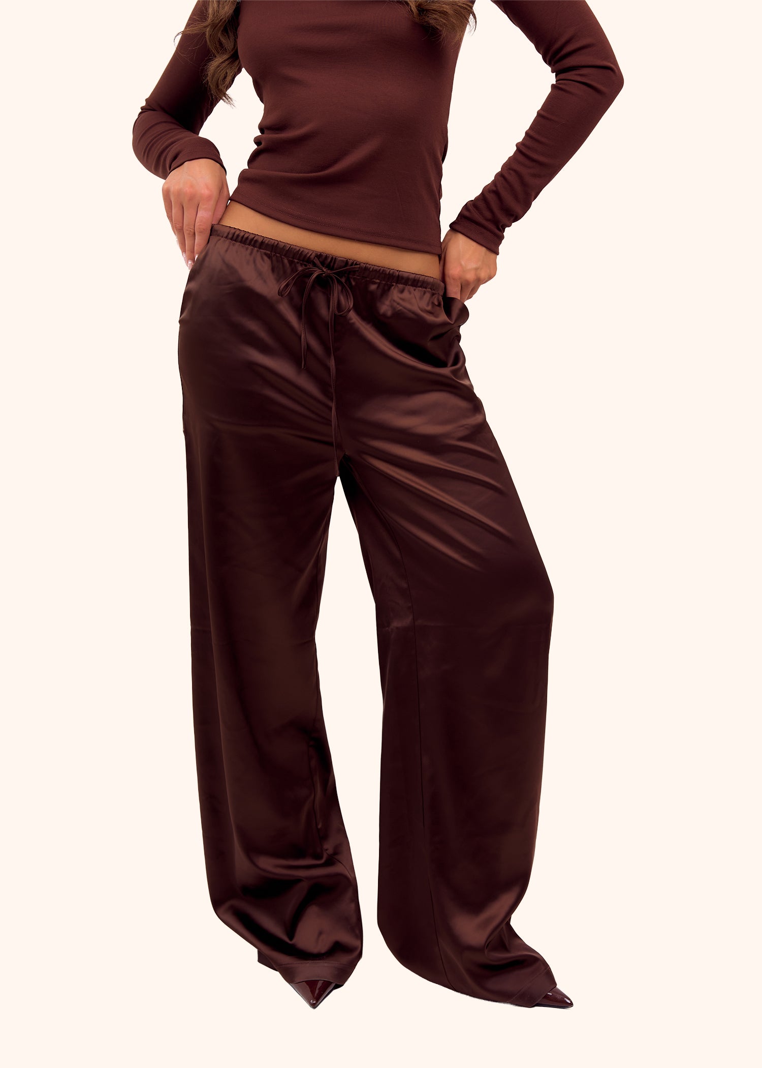 Satin Trousers in Chocolate
