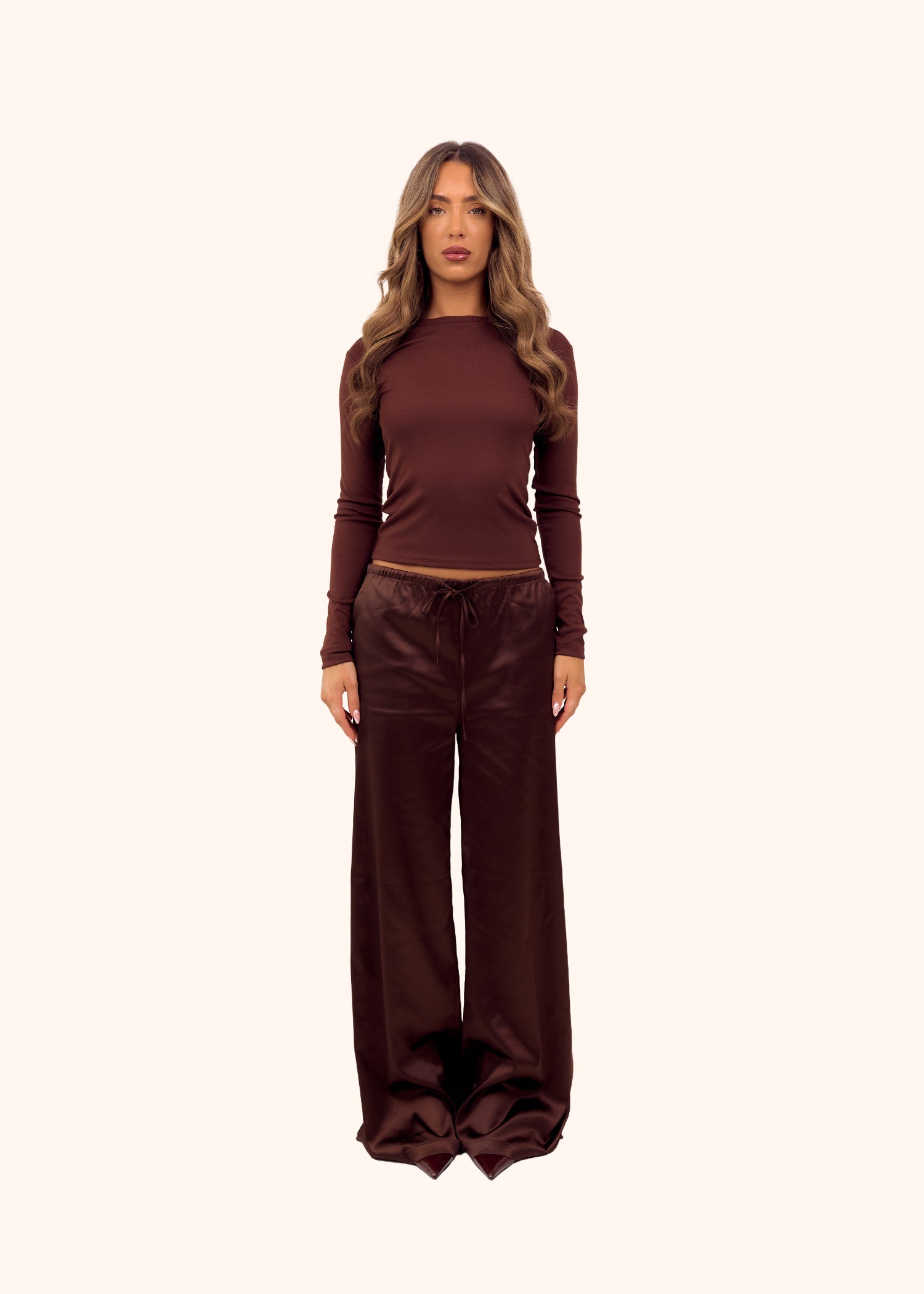 Satin Trousers in Chocolate