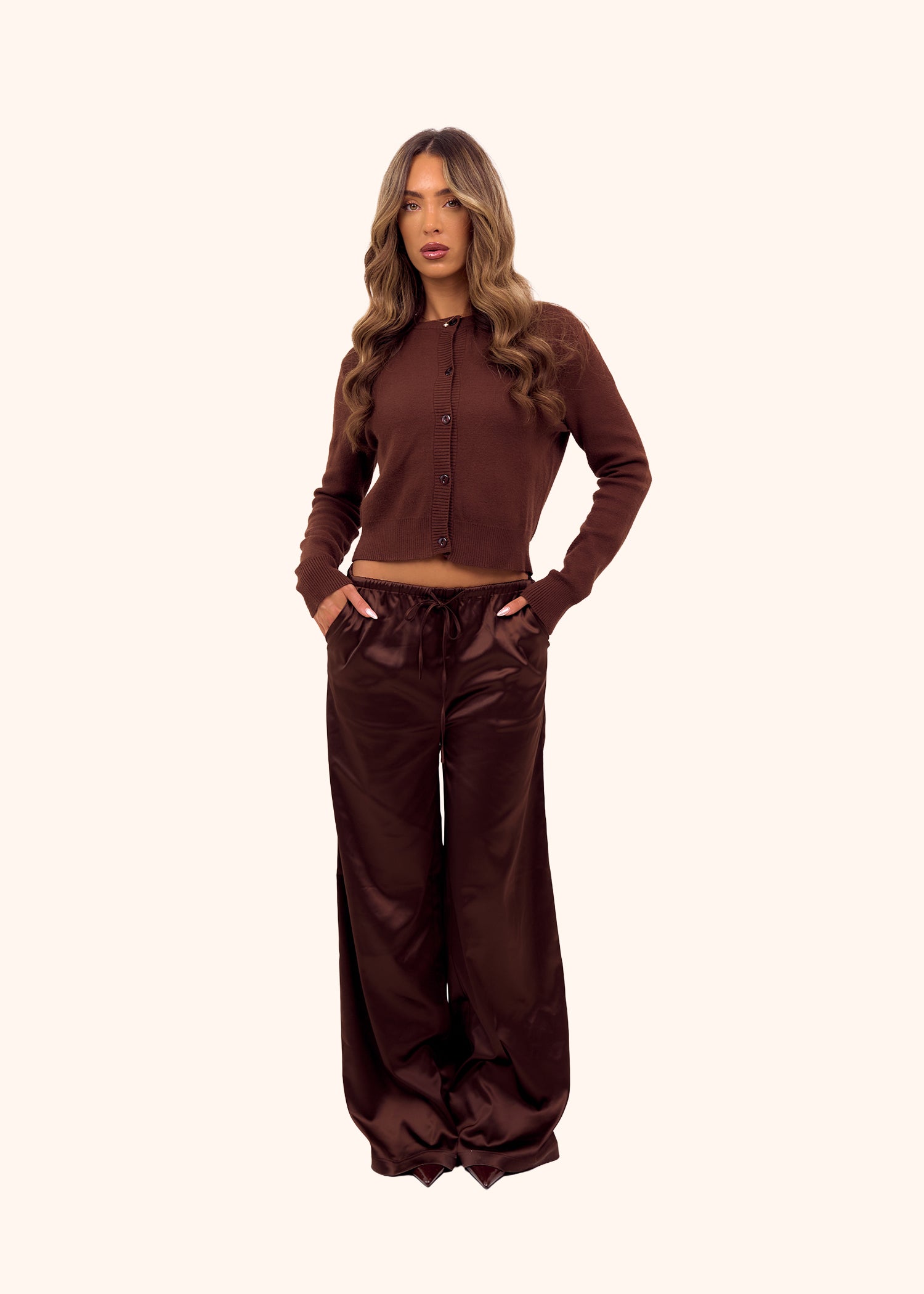 Satin Trousers in Chocolate