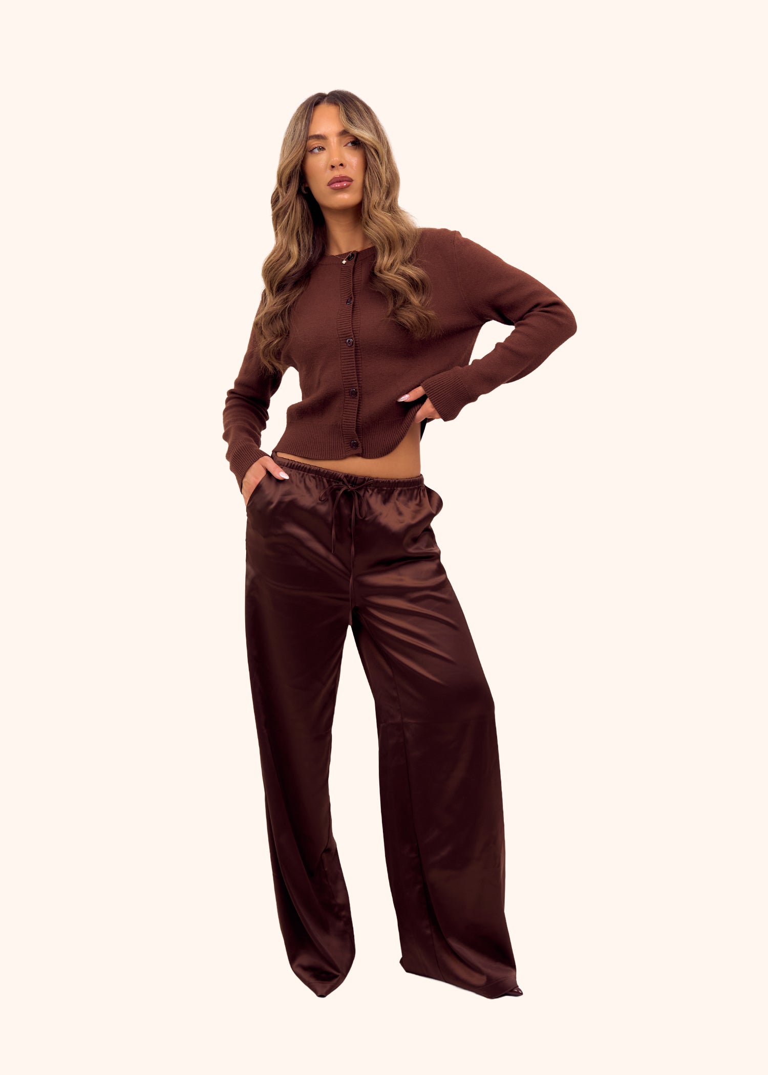 Satin Trousers in Chocolate