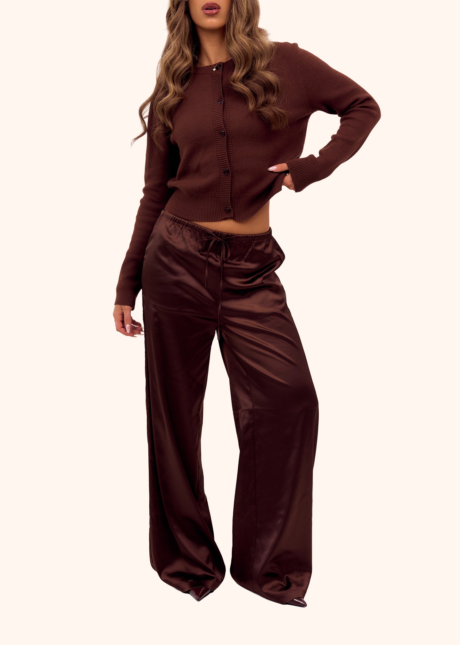 Satin Trousers in Chocolate