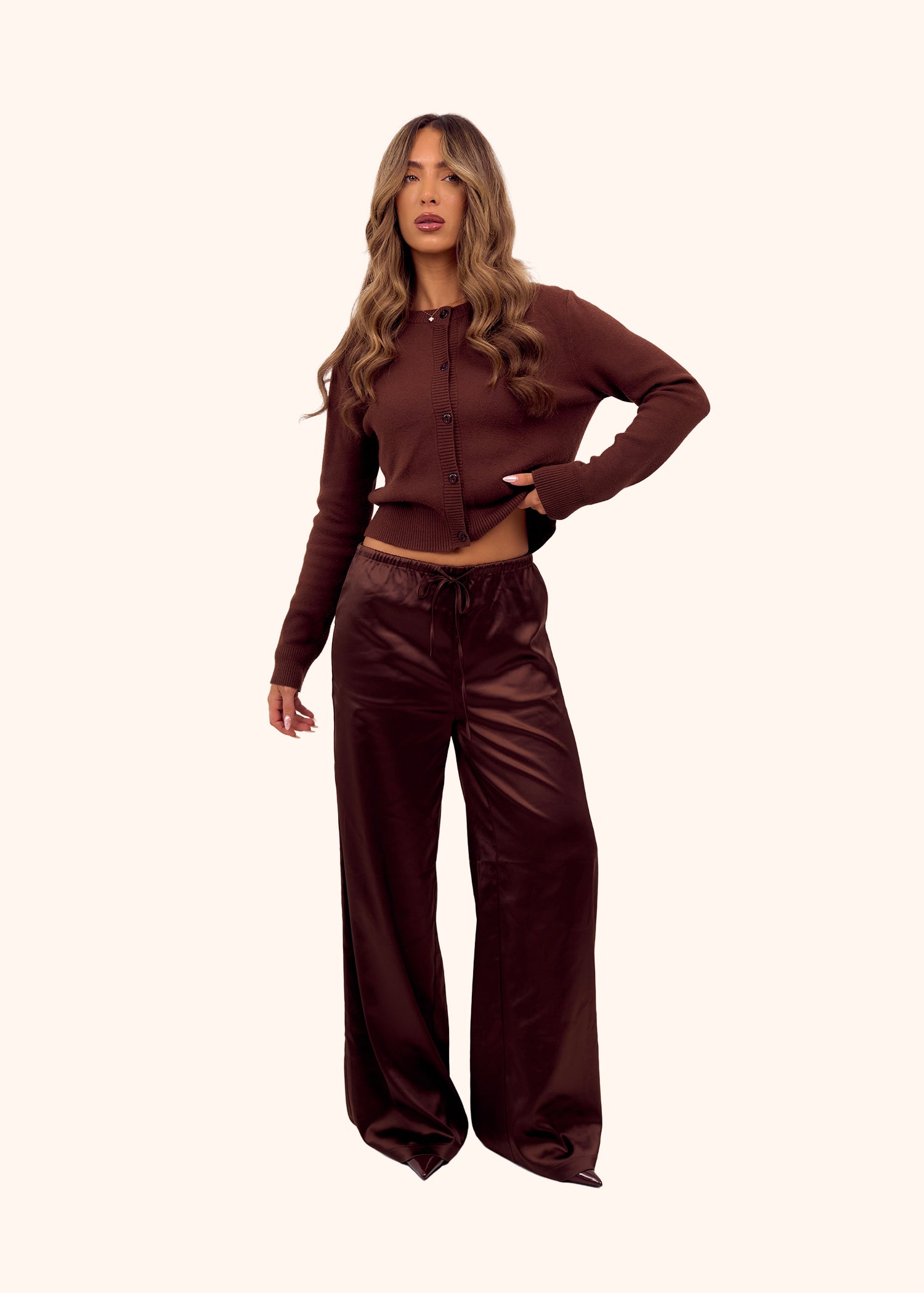 Satin Trousers in Chocolate
