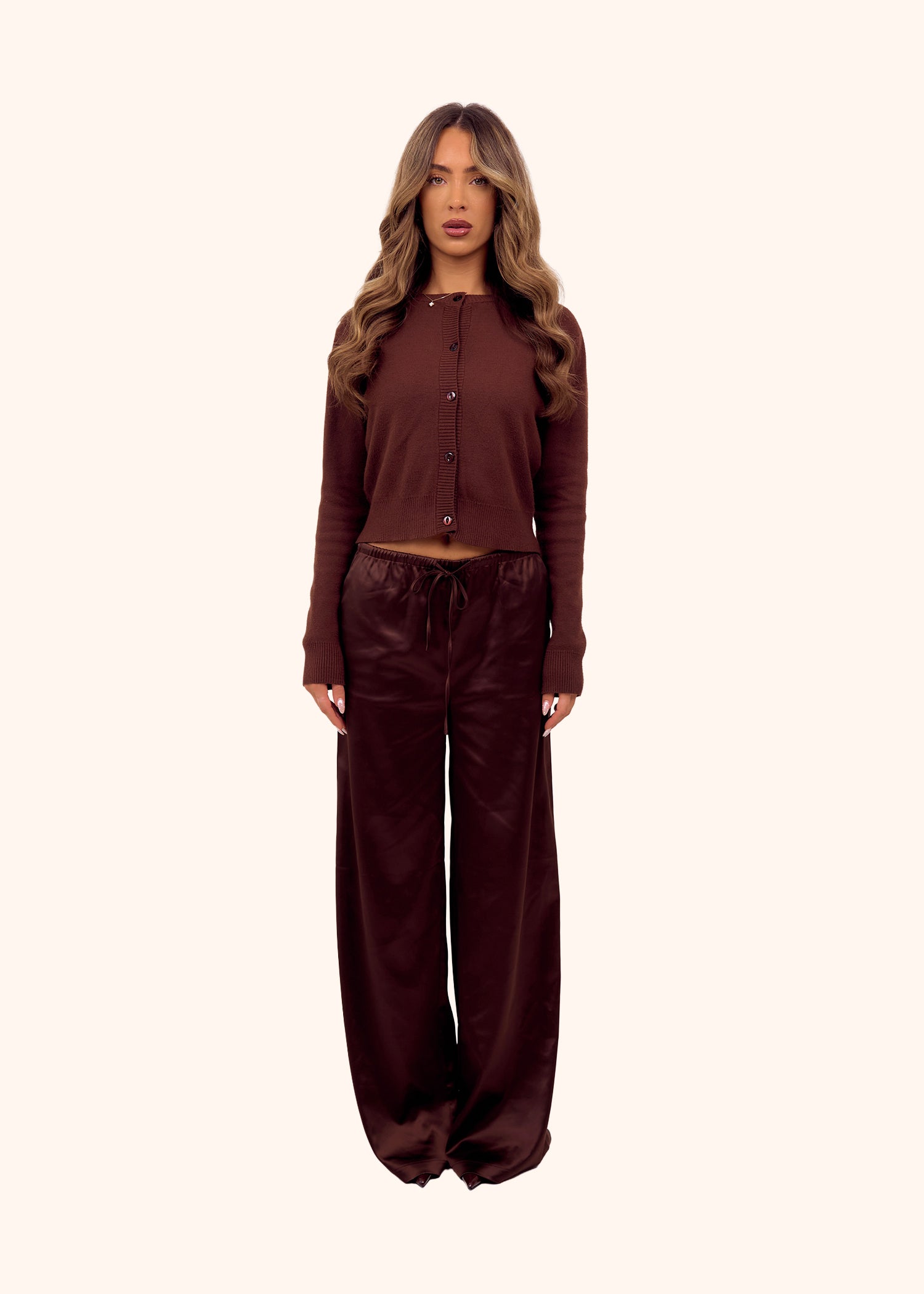 Satin Trousers in Chocolate