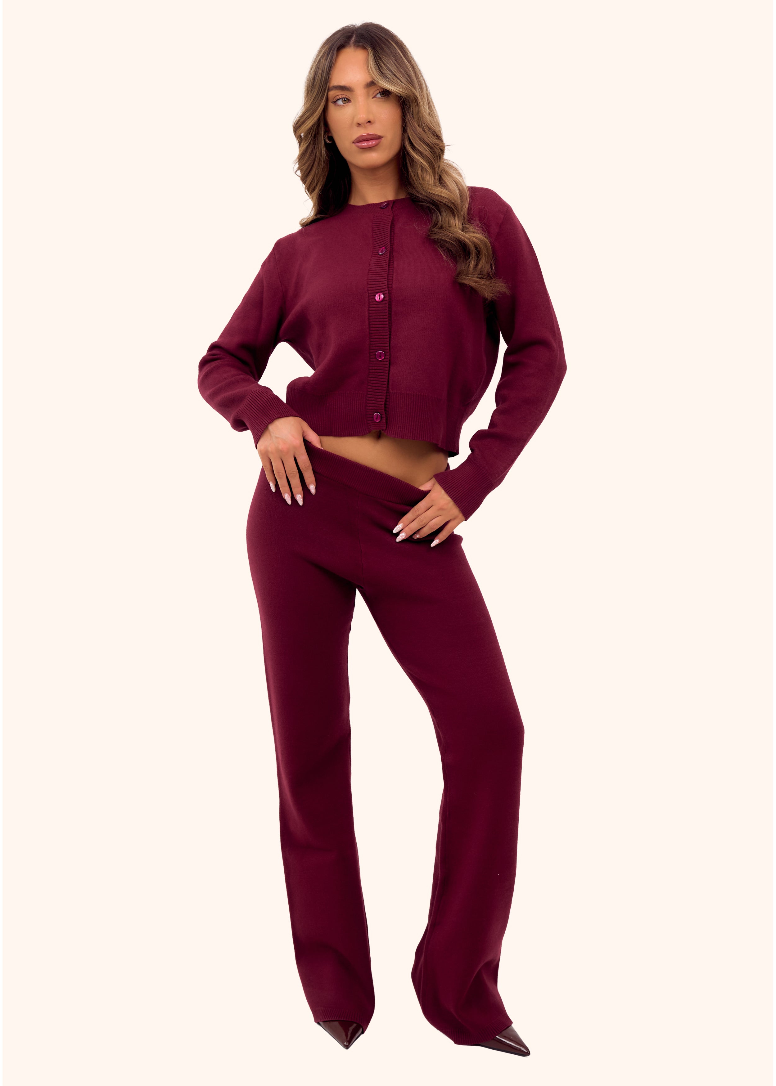 Knit Trousers in Burgundy