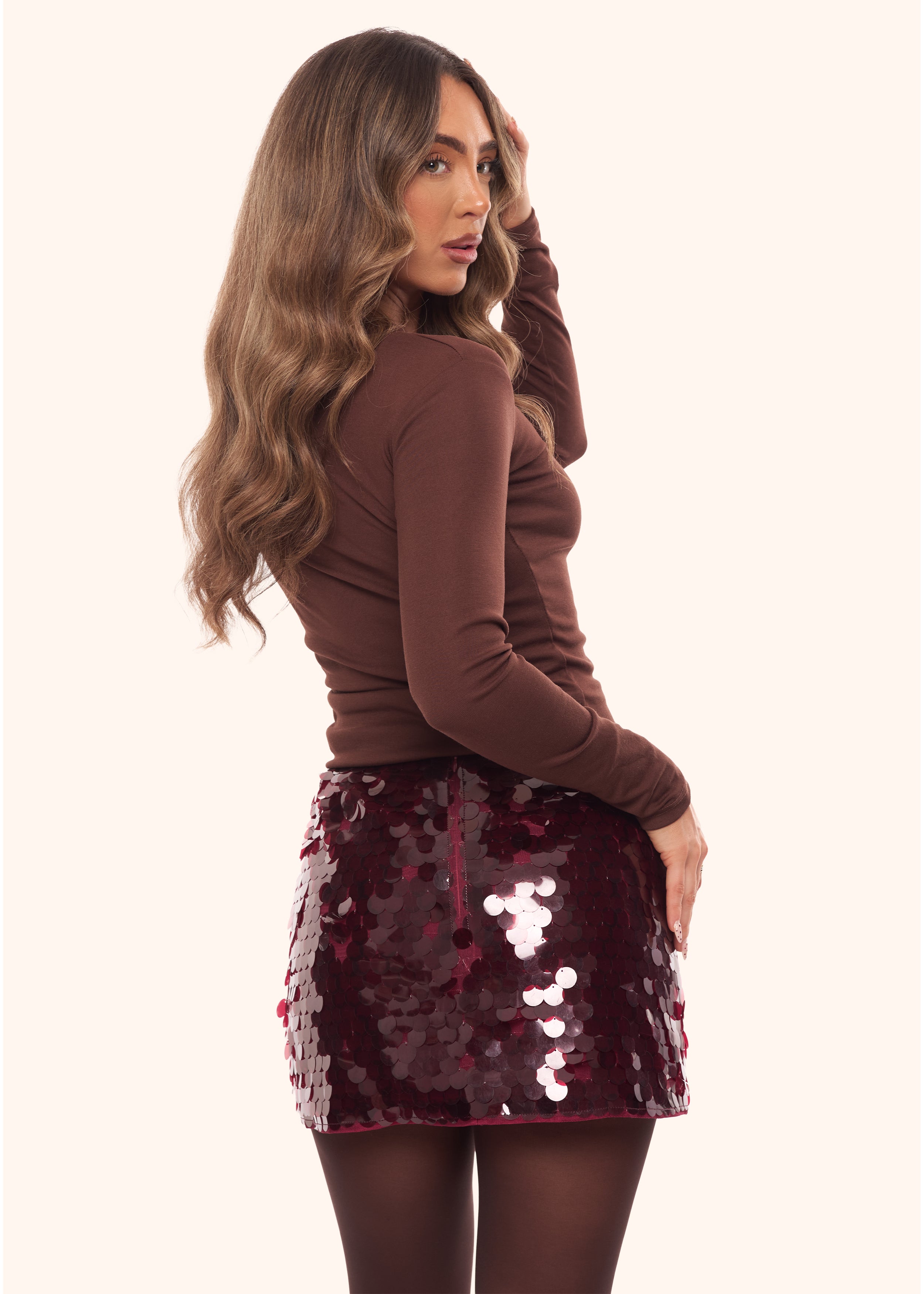 Disc Mini Skirt in Burgundy