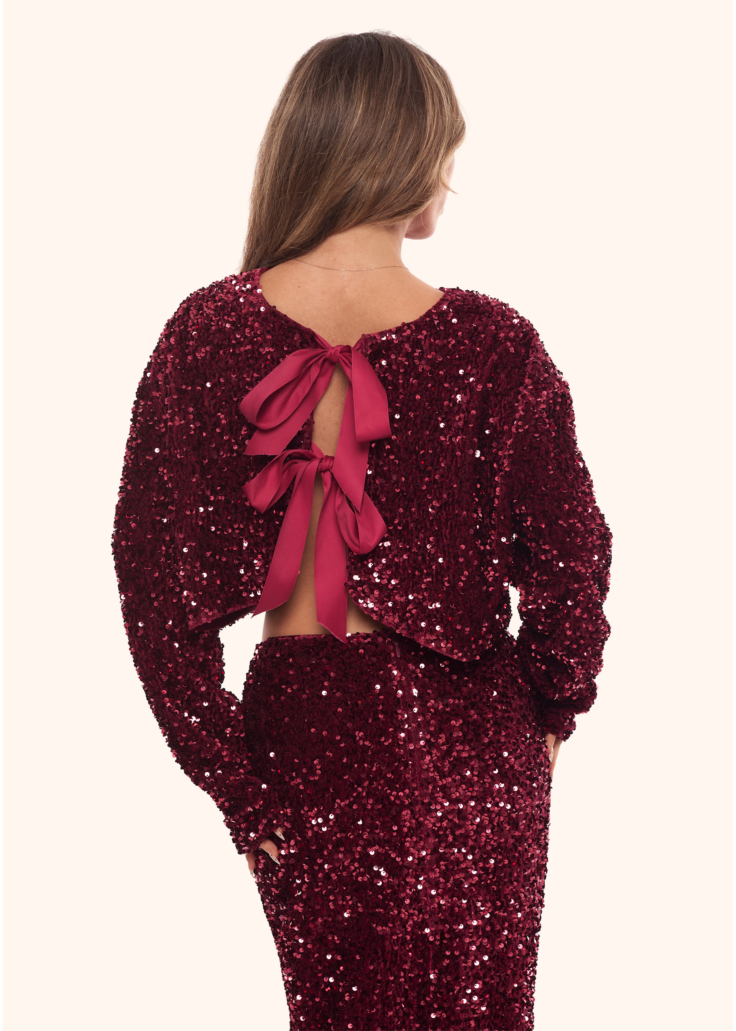 Sequin Maxi Skirt in Burgundy