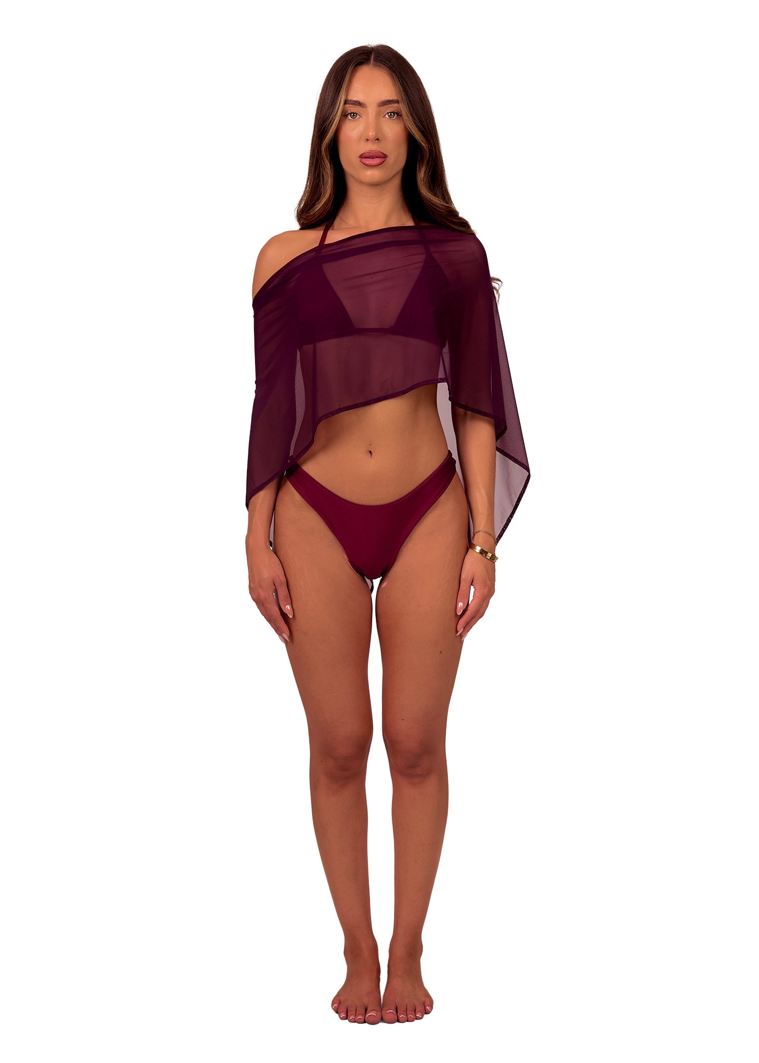 Mesh Cape in Burgundy
