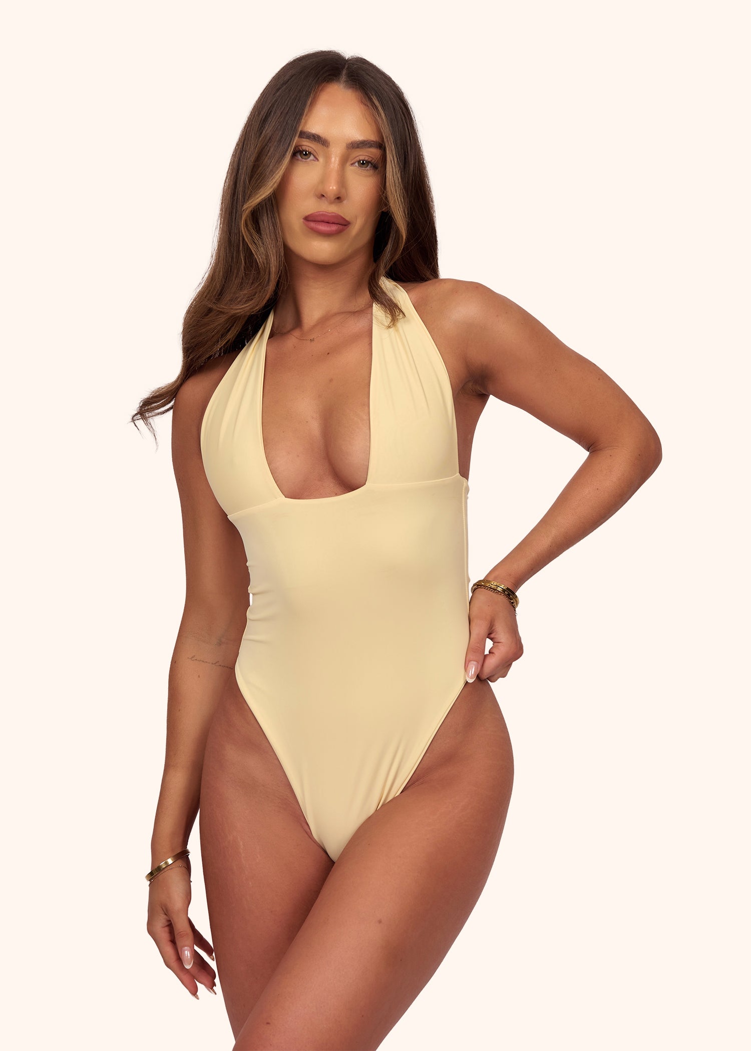 Halter Swimsuit in Butter