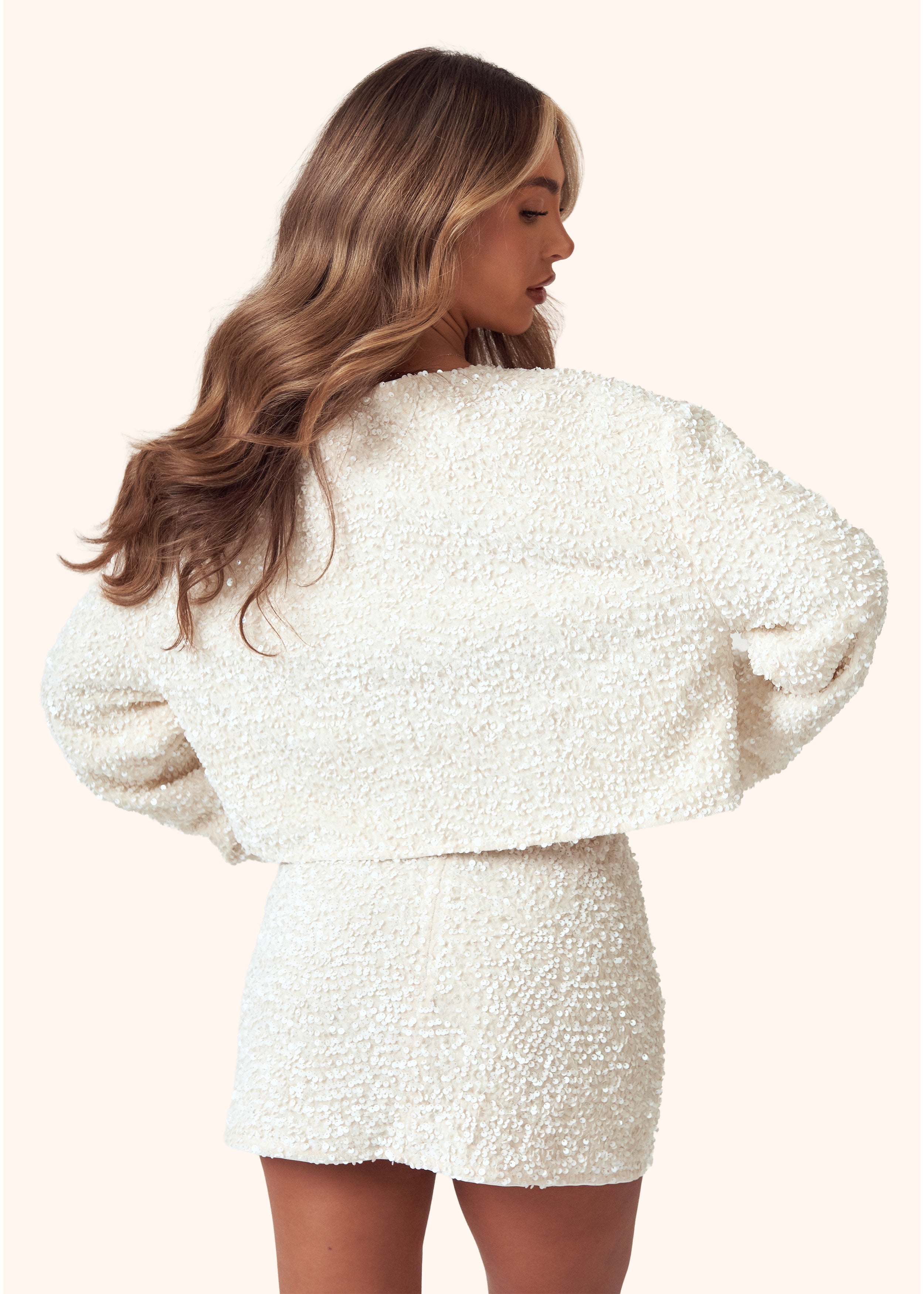 Sequin Mini Skirt in Cream