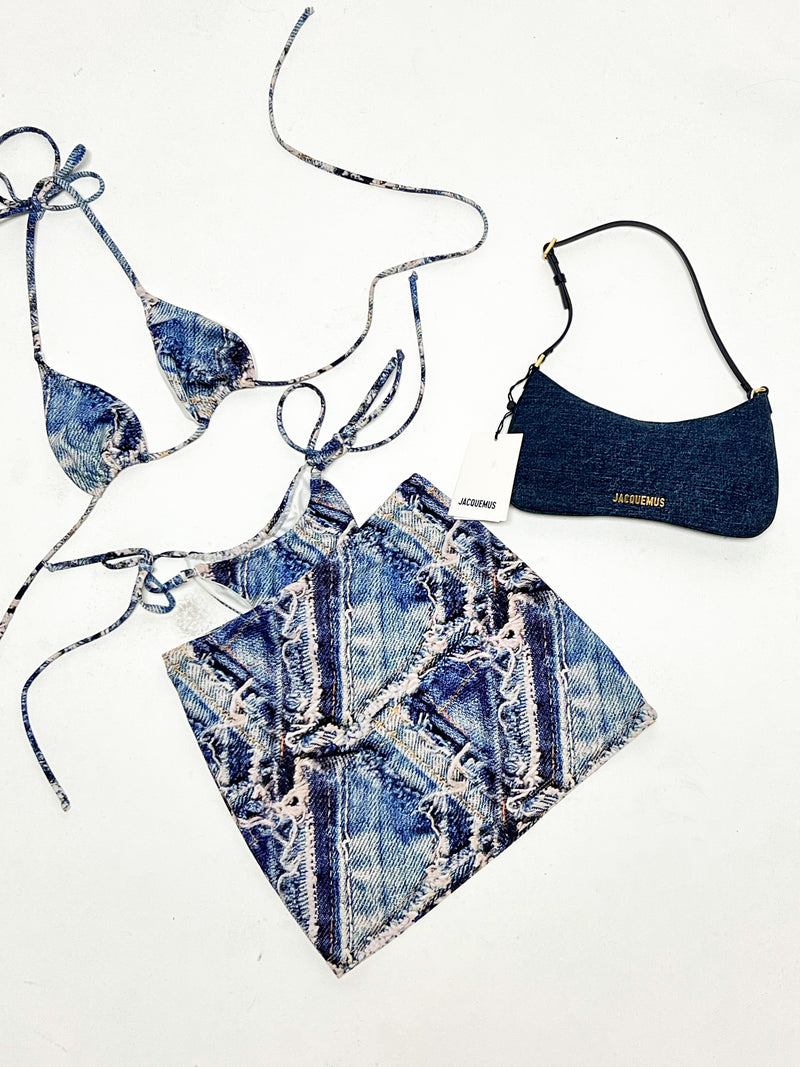 Denim Print Skirt