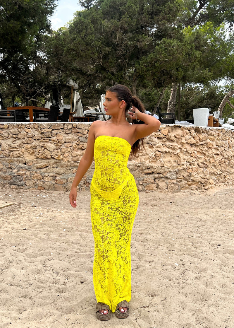 Yellow Lace Maxi Dress