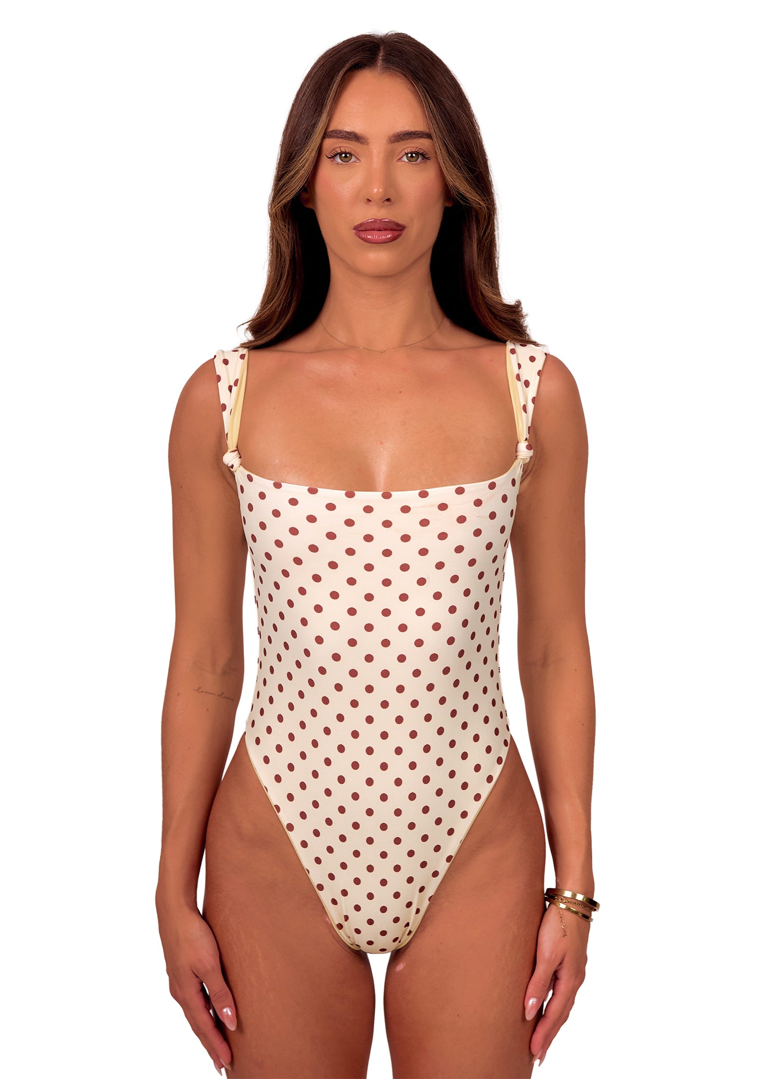 Knot Swimsuit in Lemon Polka