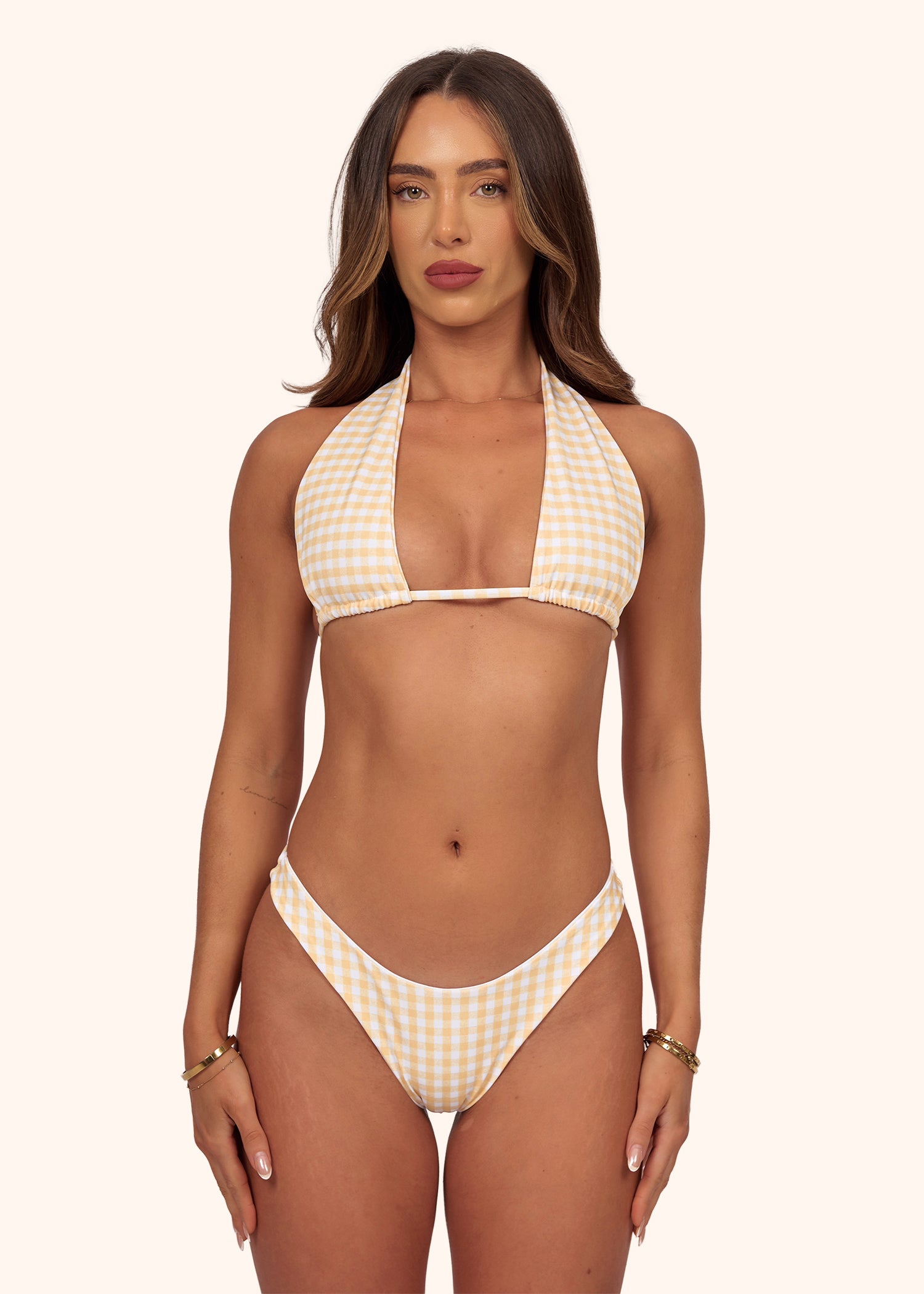 Cheeky Bikini Bottoms in Lemon Gingham