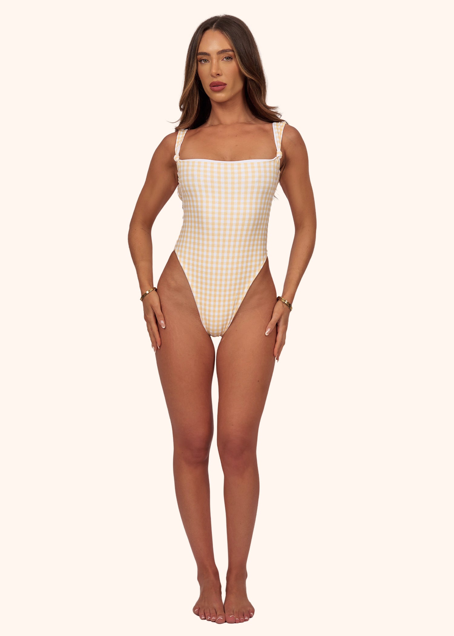 Knot Swimsuit in Lemon Gingham