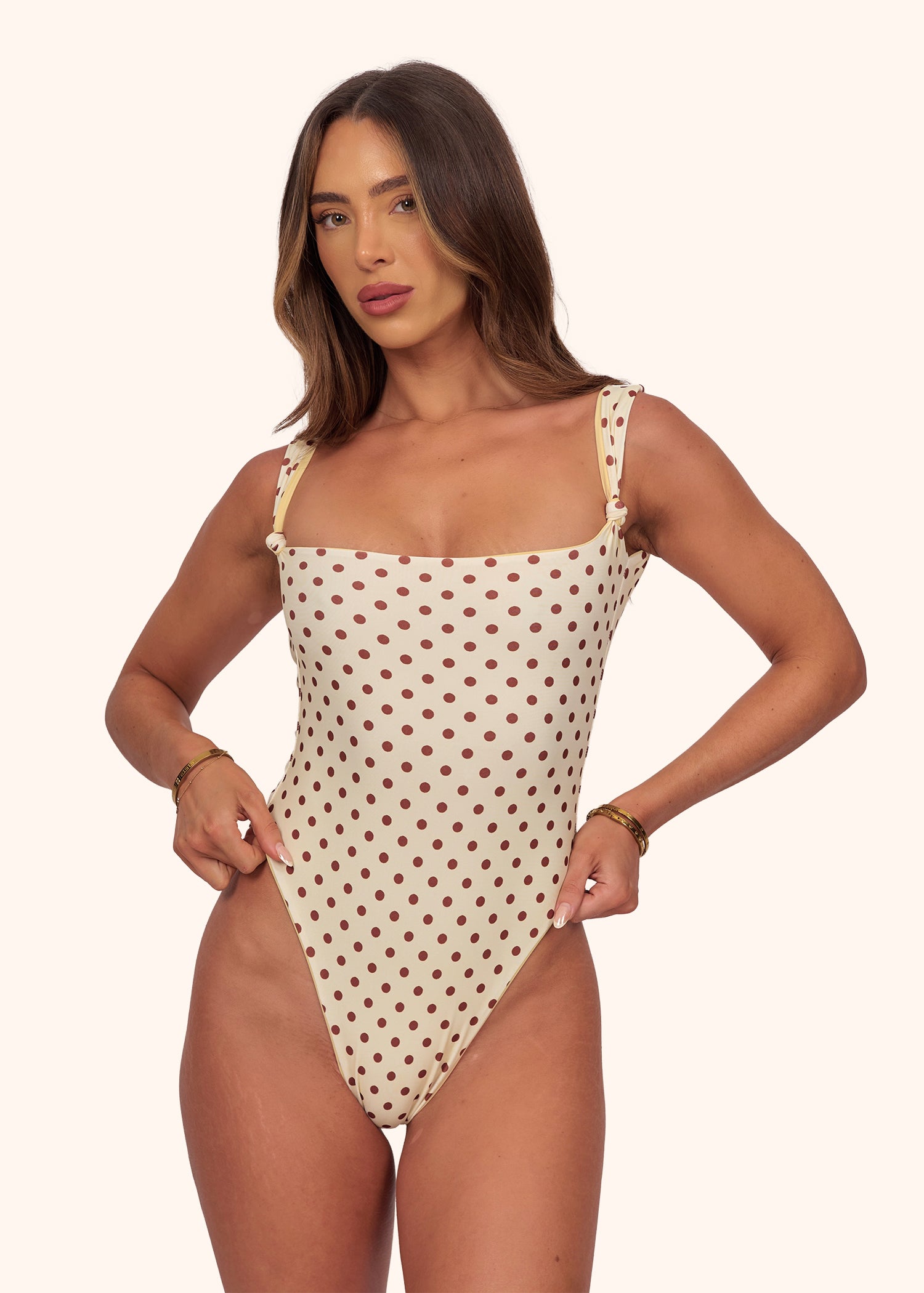 Knot Swimsuit in Lemon Polka