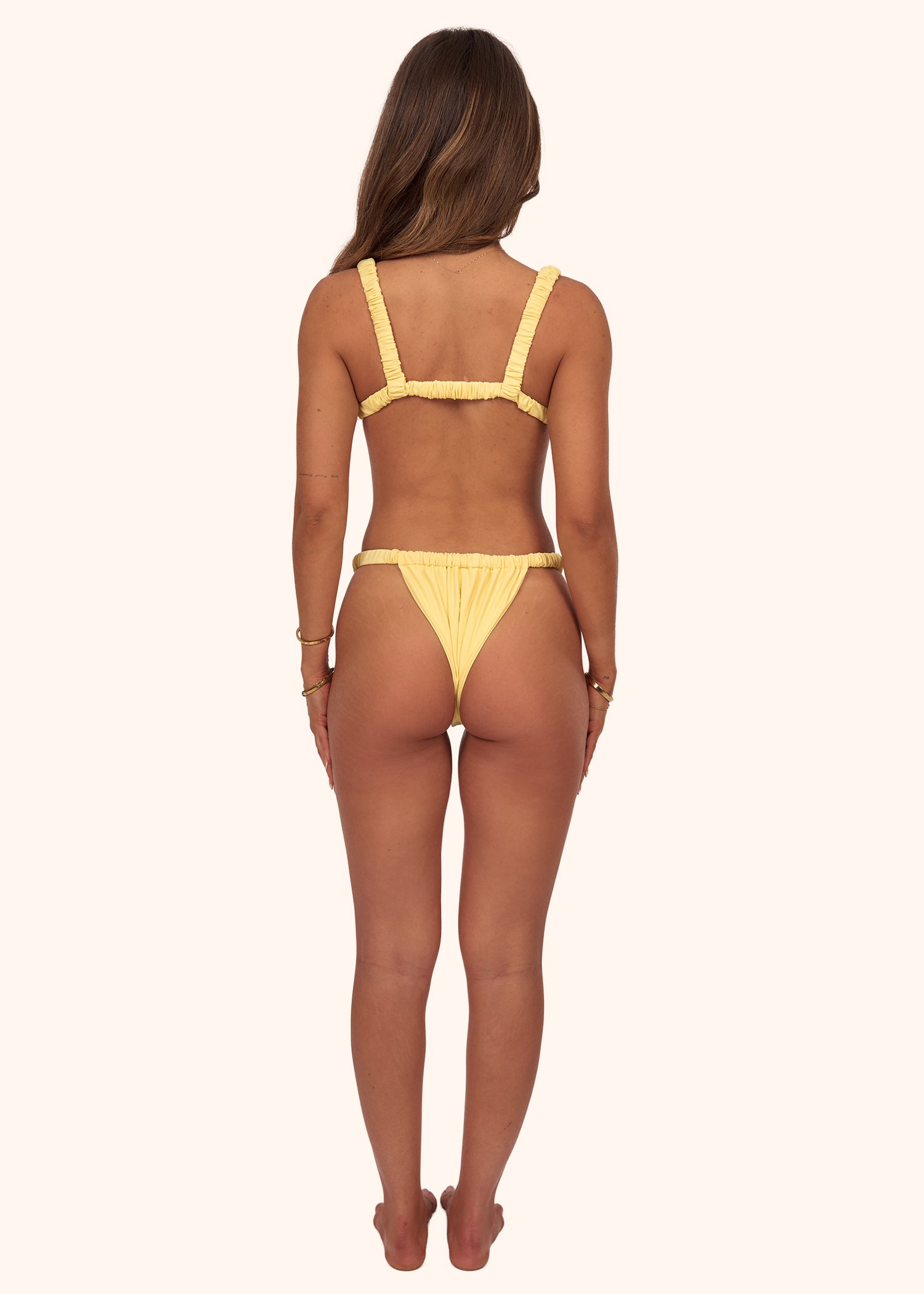 Ruched Bikini Top in Lemon