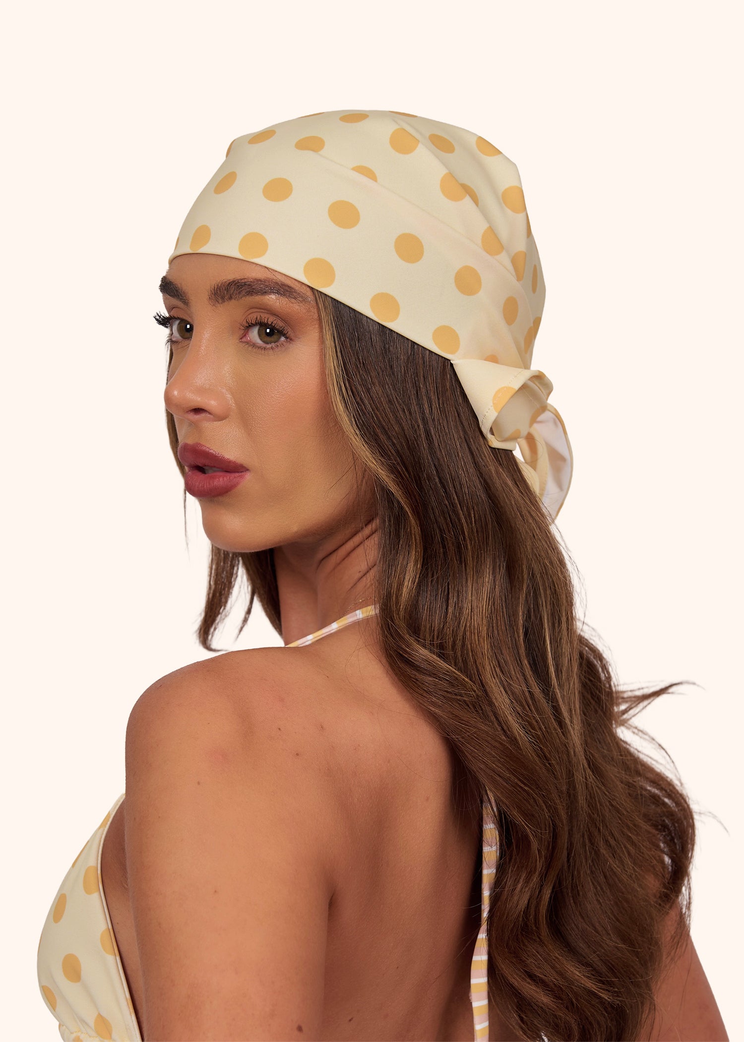 Headscarf in Lemon Sherbet Polka