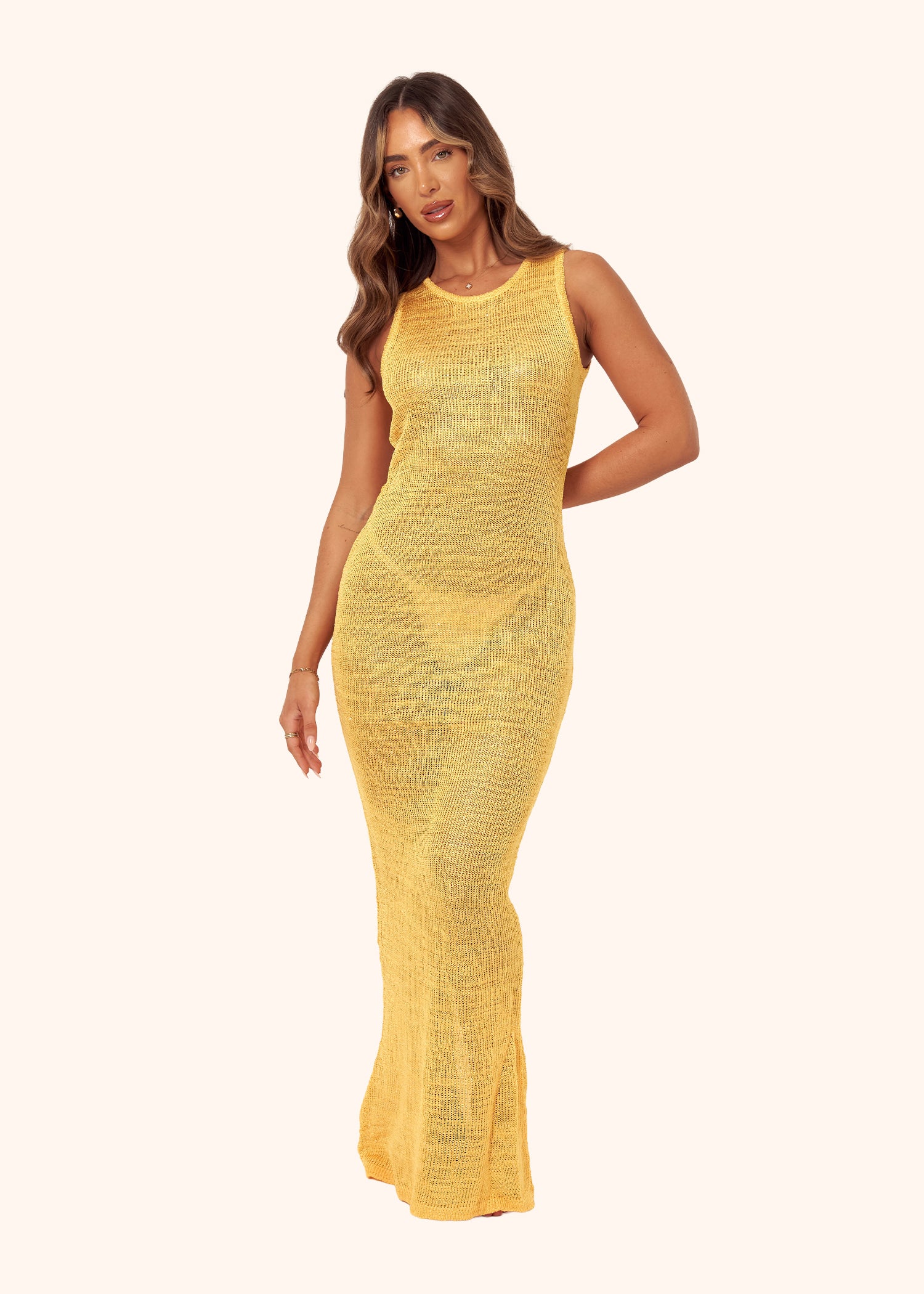 Sparkle Knit Maxi Dress in Mango
