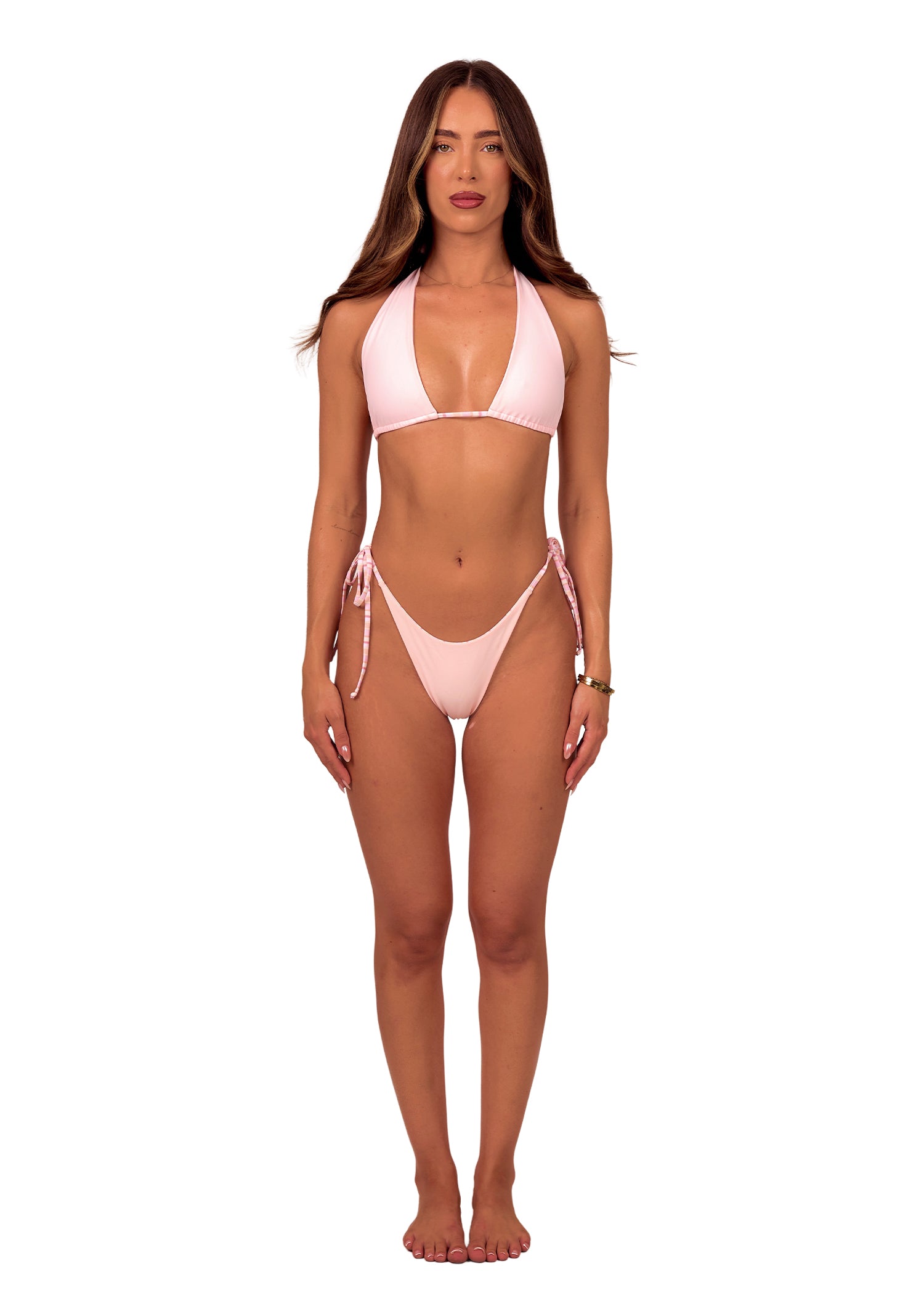 Tie Bikini Bottoms in Pink Stripe