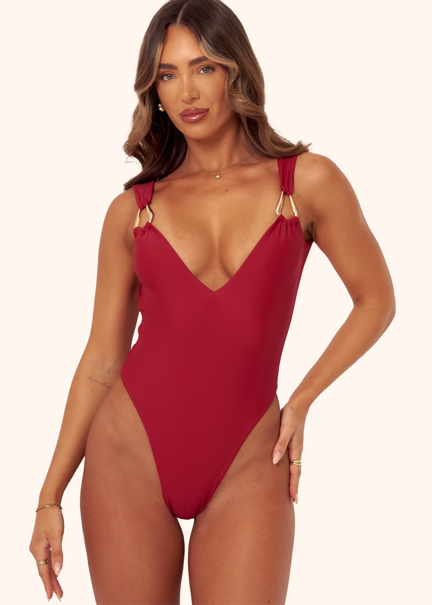 Ring Swimsuit in Wine Red