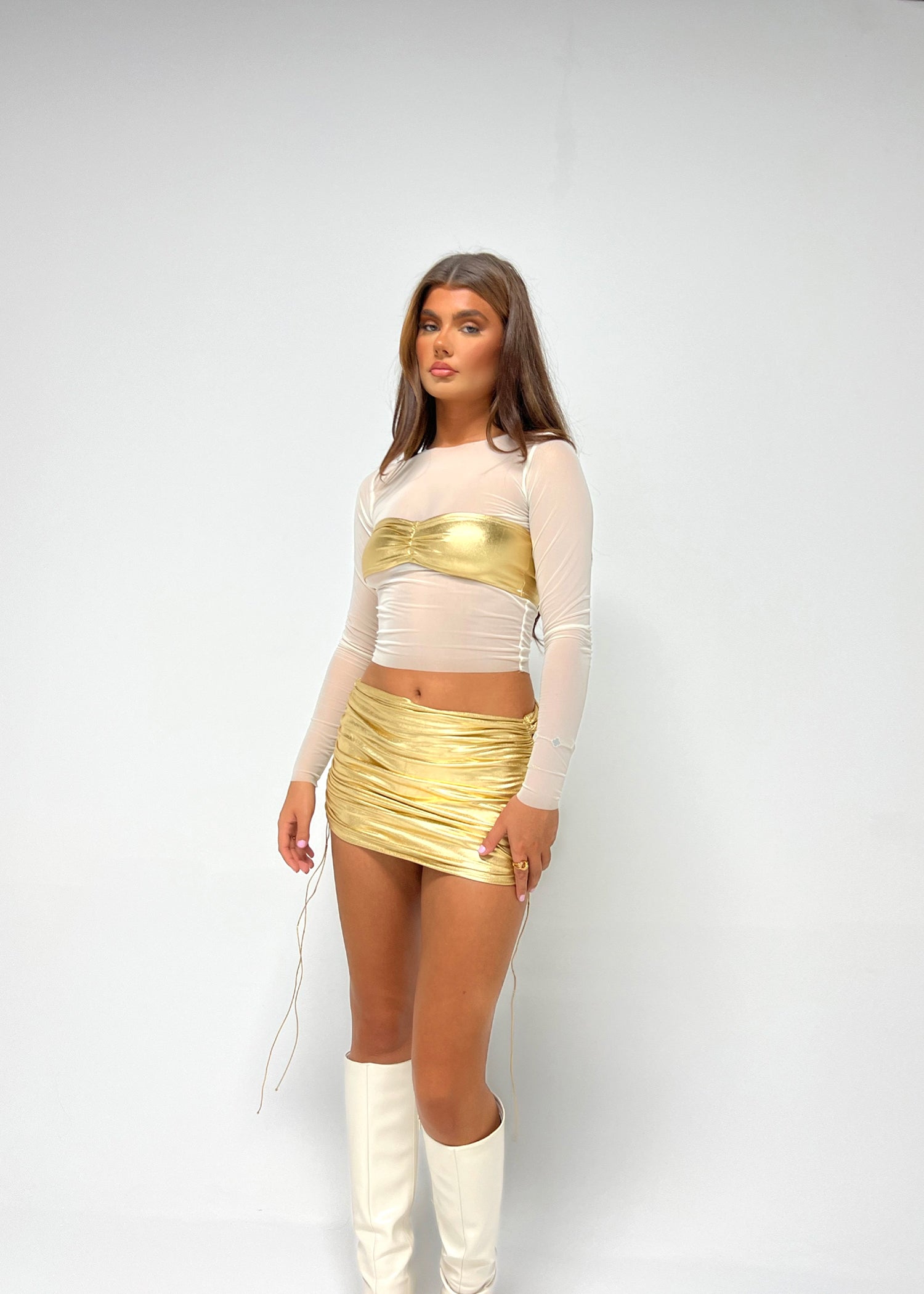 Gold Ruched Skirt