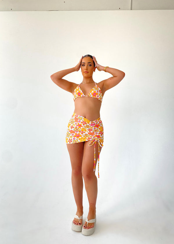 Floral Ruched Mini Skirt